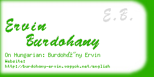 ervin burdohany business card